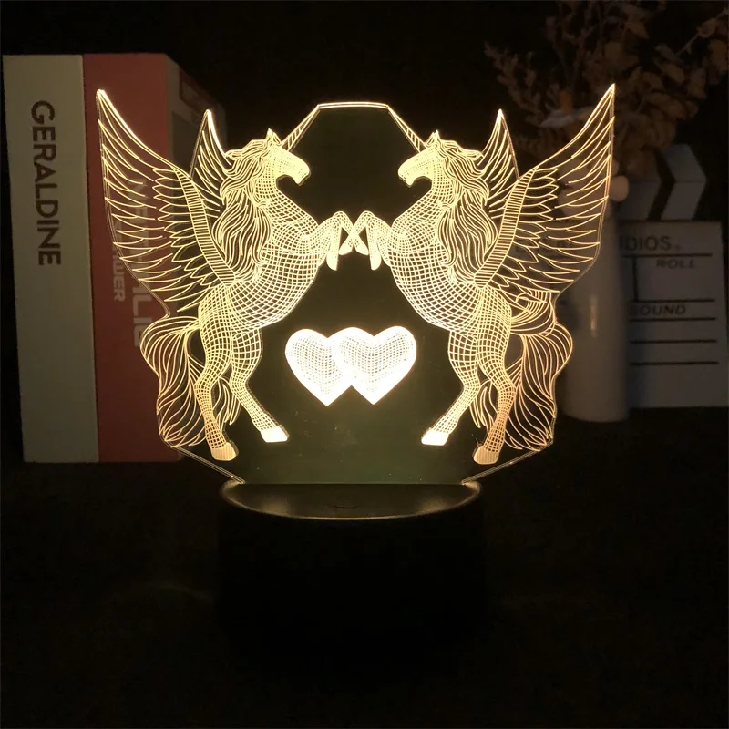 Licorne télécommande veilleuse adulte — Veilleuse licorne 3D avec télécommande pour chambre à coucher | belleveilleuse.fr