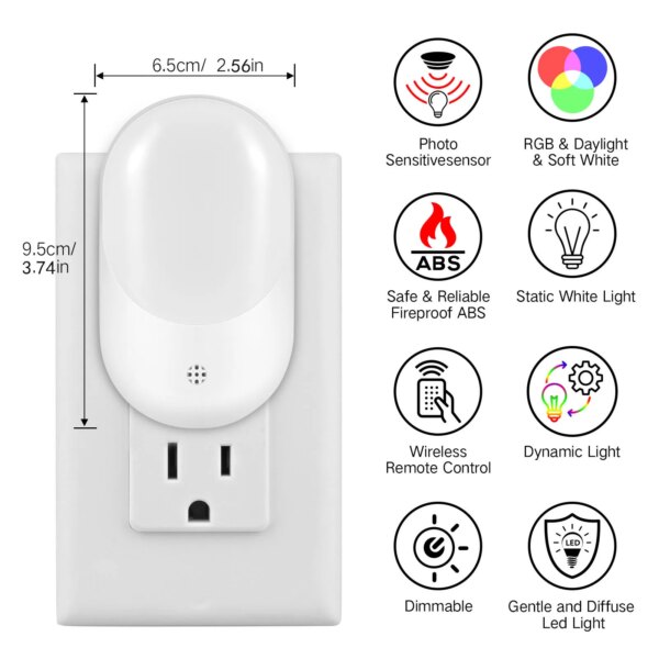 veilleuse Lumière de nuit RGB 16 couleurs prises ue/US/UK