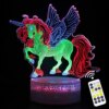 Lampe 3D en forme de licorne avec télécommande tactile