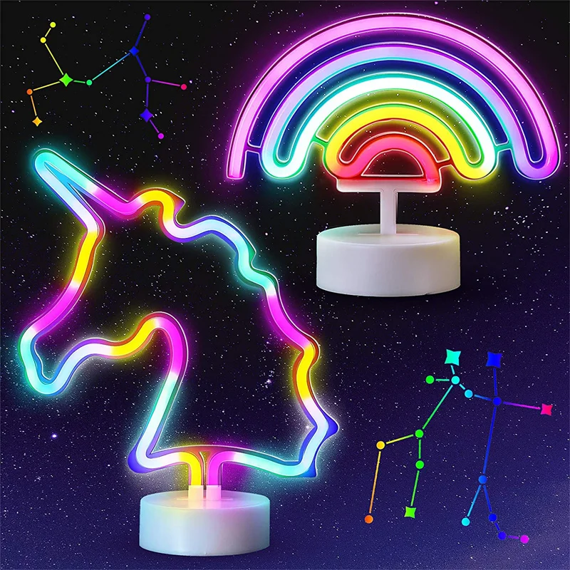 néon mural licorne — néon licorne LED USB, flamant rose arc-en-ciel pour vacances