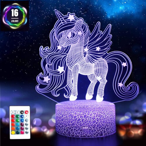 lampe 3d d'illusion LED 3D avec télécommande, 16 couleurs changeantes