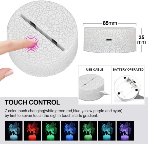 lampe 3d d'illusion LED 3D avec télécommande, 16 couleurs changeantes