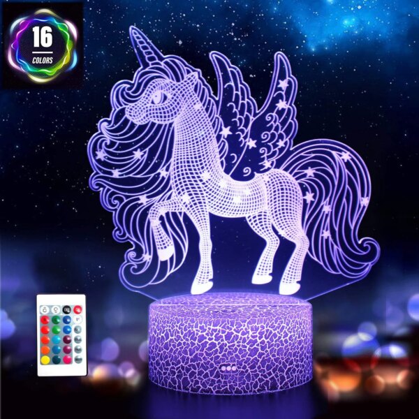 lampe 3d d'illusion LED 3D avec télécommande, 16 couleurs changeantes