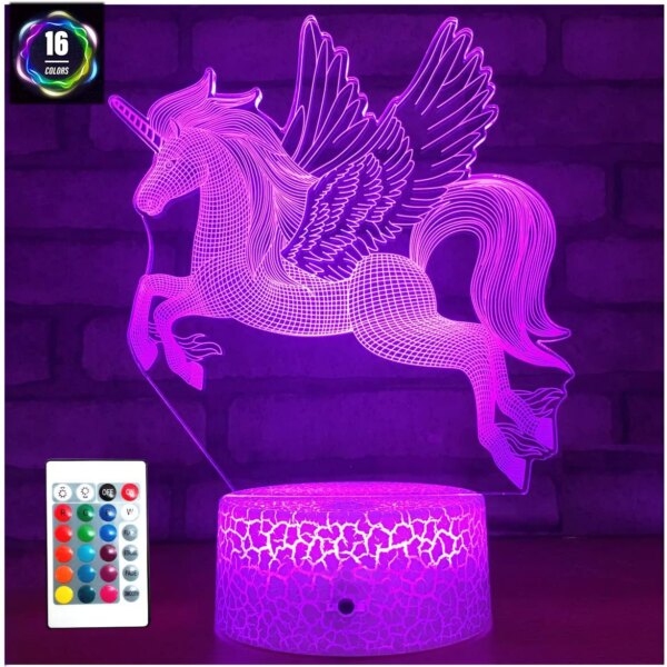 lampe 3d d'illusion LED 3D avec télécommande, 16 couleurs changeantes