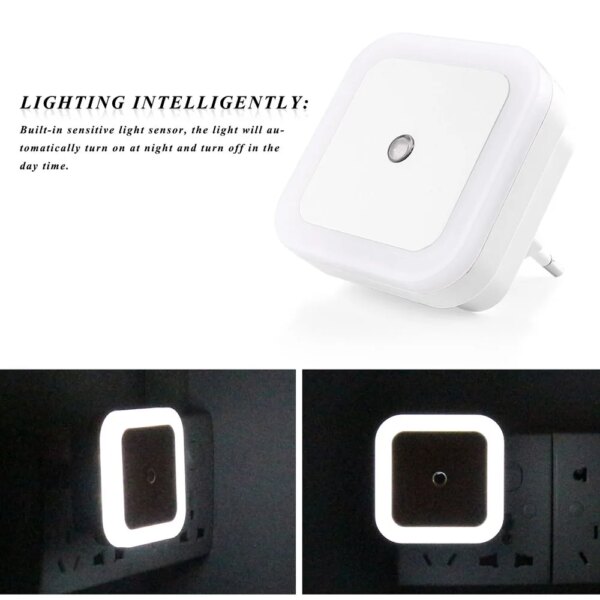 Veilleuse sans fil avec plug et en LED avec capteur de contrôle