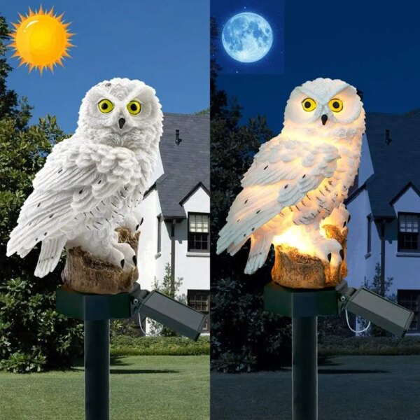 Lampe solaire avec piquet en forme de hibou, luminaire décoratif d'extérieur