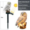 Lampe solaire avec piquet en forme de hibou, luminaire décoratif d'extérieur
