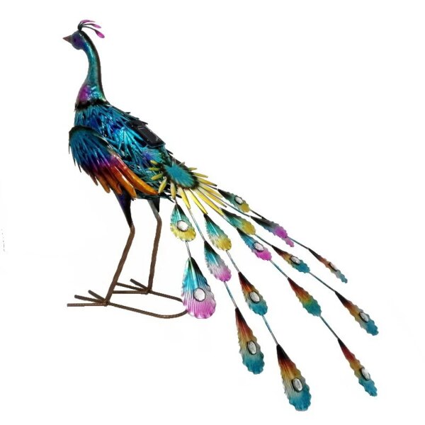 Lampe solaire d'extérieur, statue de paon