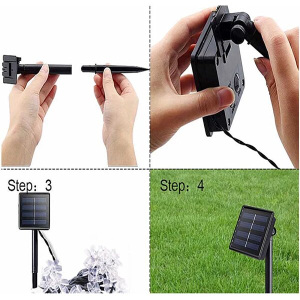 Guirlande lumineuse à énergie solaire, 5M, 7M, 12M, décoration de jardin, extérieur, fleur de pêche