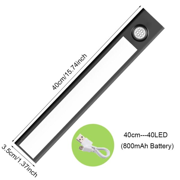 Lampe LED sans fil avec capteur de mouvement, Rechargeable par USB, rétro-éclairage pour armoire, garde-robe, cuisine