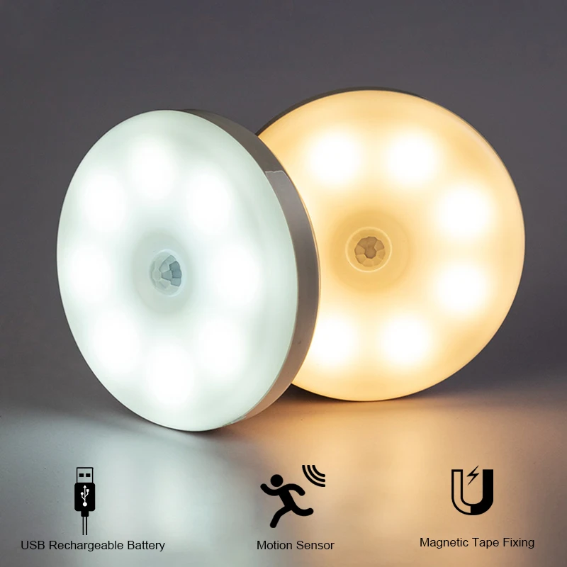 774-269121.jpg Veilleuses rondes avec capteur de mouvement Rechargeable par USB, lumière sous-meuble