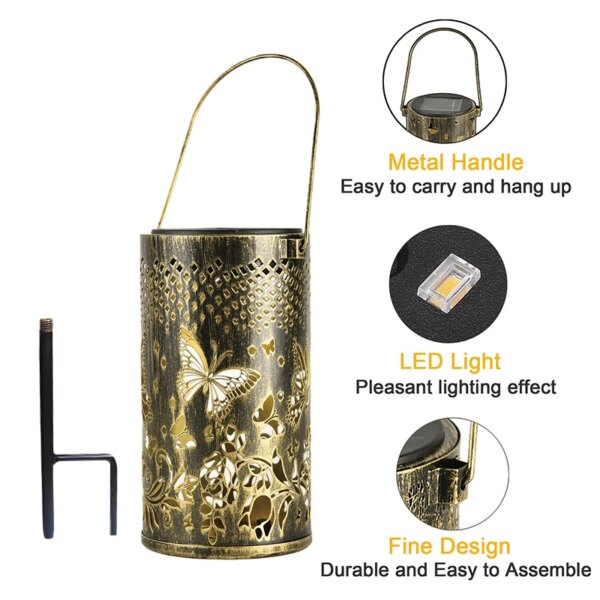 Lampe solaire LED  creuse à Projection papillon