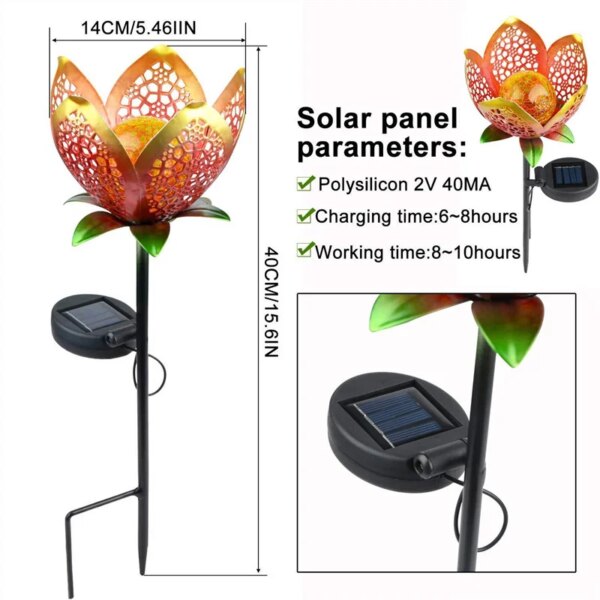 Lampe solaire Led  à fleurs creuses
