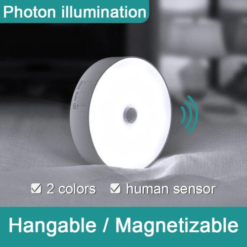 Lampe LED USB Rechargeable avec détecteur de mouvement, veilleuse pour cuisine, chambre à coucher