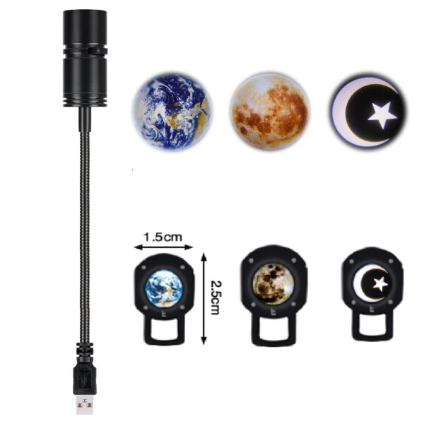 veilleuse Projecteur Led produisant l'image de la terre et de la lune