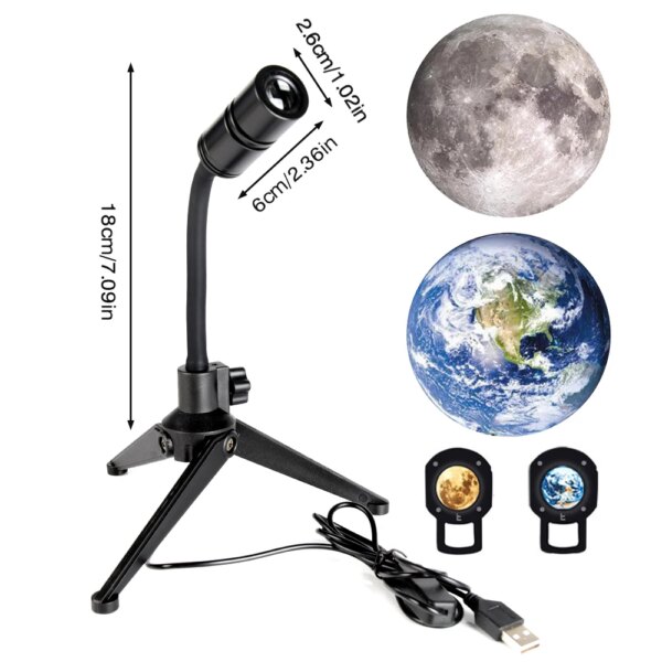 veilleuse Projecteur Led produisant l'image de la terre et de la lune