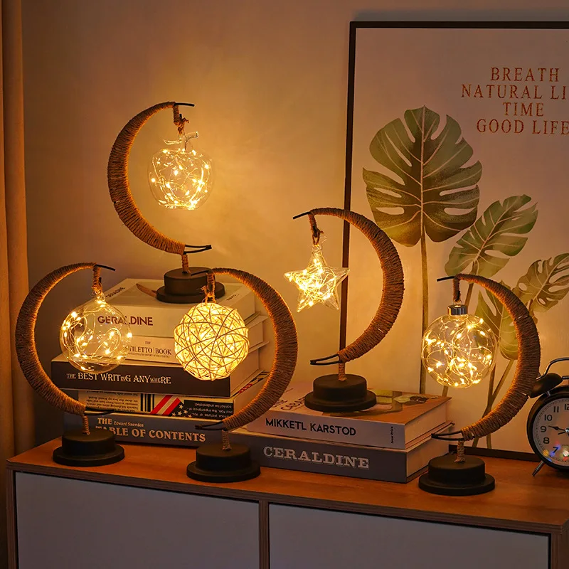 veilleuse coranique lune Led en métal avec boule lumineuse Takraw