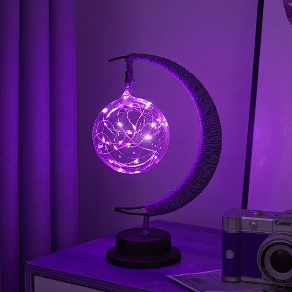 veilleuse coranique lune Led en métal avec boule lumineuse Takraw