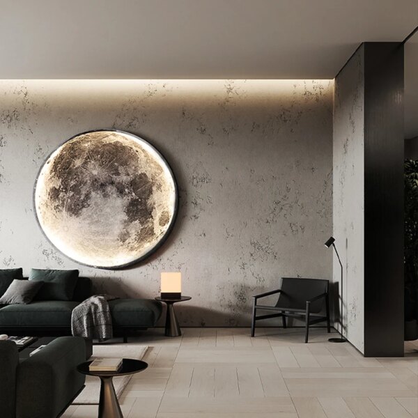 Applique Murale LED Moderne en Forme de Lune pour un Salon