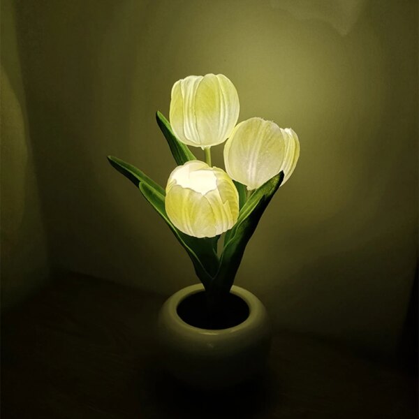 Lampe LED en forme de tulipe, pot de fleurs, plante en pot