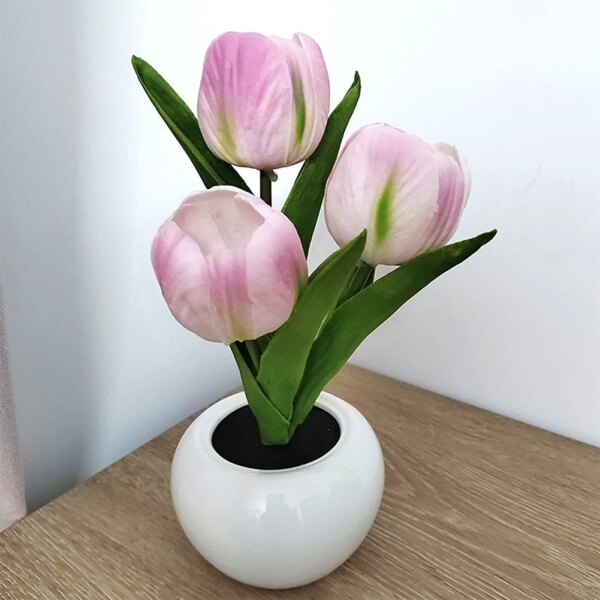 Lampe LED en forme de tulipe, pot de fleurs, plante en pot