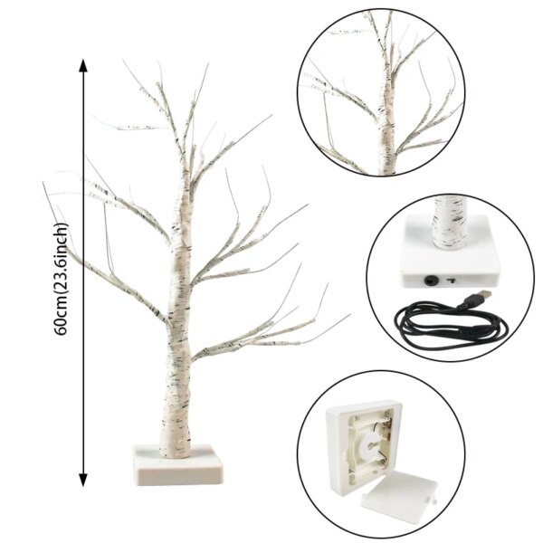 Décoration de pâques en forme de bouleau, 60cm, œuf de pâques, LED