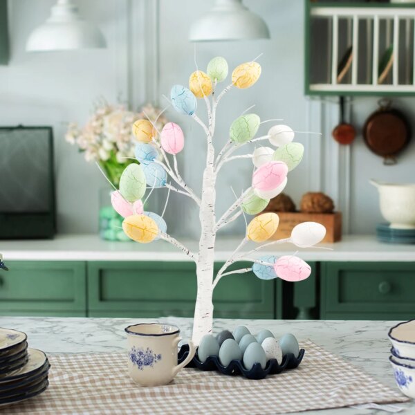 Décoration de pâques en forme de bouleau, 60cm, œuf de pâques, LED