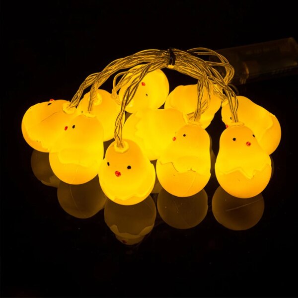 Guirlande lumineuse Led de pâques, 1.5M, œuf, poussin