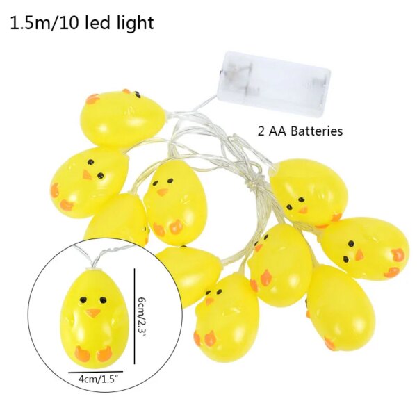 8414-6b2c2b.jpg guirlande lumineuse LED — Guirlande lumineuse de pâques, 1.5M, 10 led, œufs de poulet, à piles, féerique, décoration
