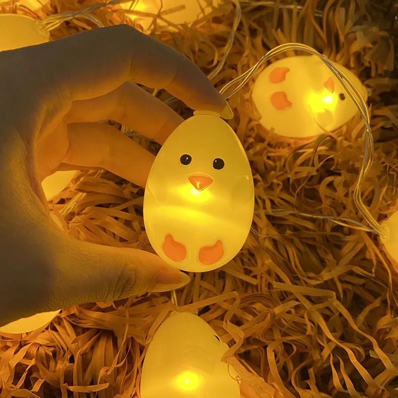 Pâques ufs guirlande lumineuse — Guirlande lumineuse de pâques, 1.5M, 10 led, œufs de poulet, à piles, féerique, décoration | belleveilleuse.fr