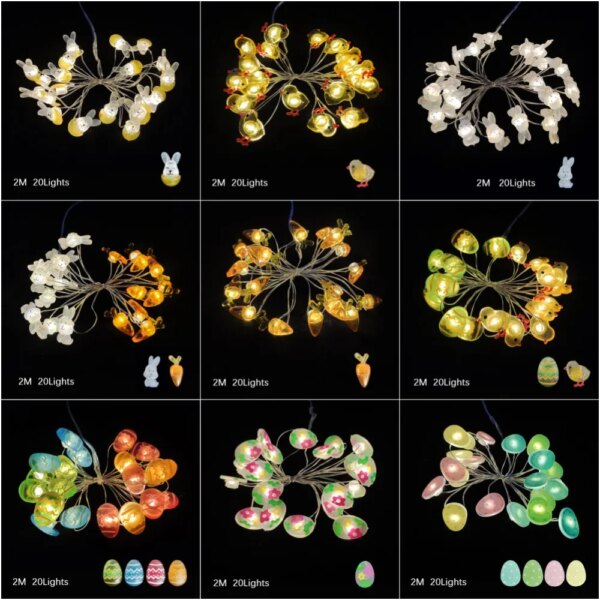 Lumière Led 1.5/2m, décorations de pâques, œufs poussins, lumières pour enfants, cadeaux de pâques, décorations de fête de pâques