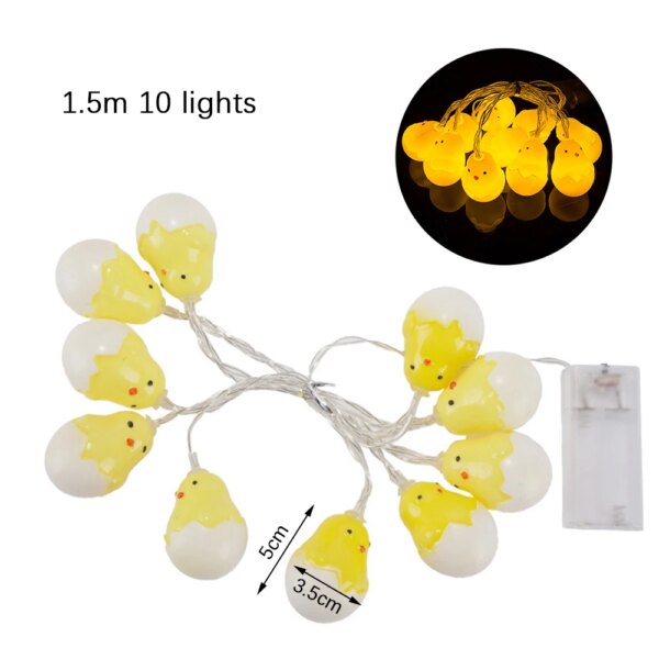 Lumière Led 1.5/2m, décorations de pâques, œufs poussins, lumières pour enfants, cadeaux de pâques, décorations de fête de pâques