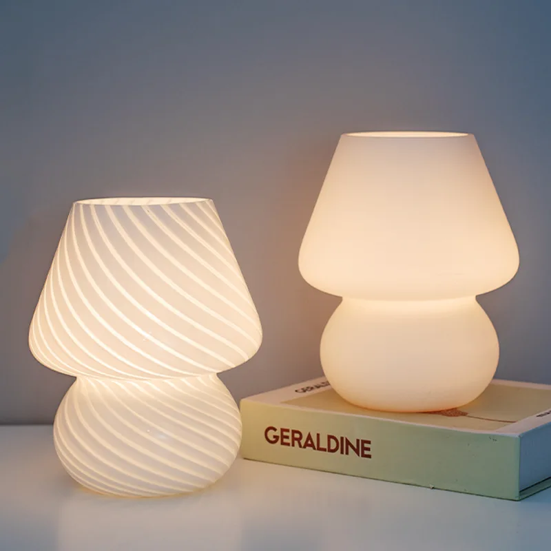 veilleuse verre — Lampe de bureau LED en verre translucide, pour chevet de chambre à coucher