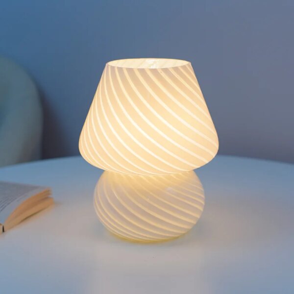 Lampe de bureau LED en verre translucide, pour chevet de chambre à coucher