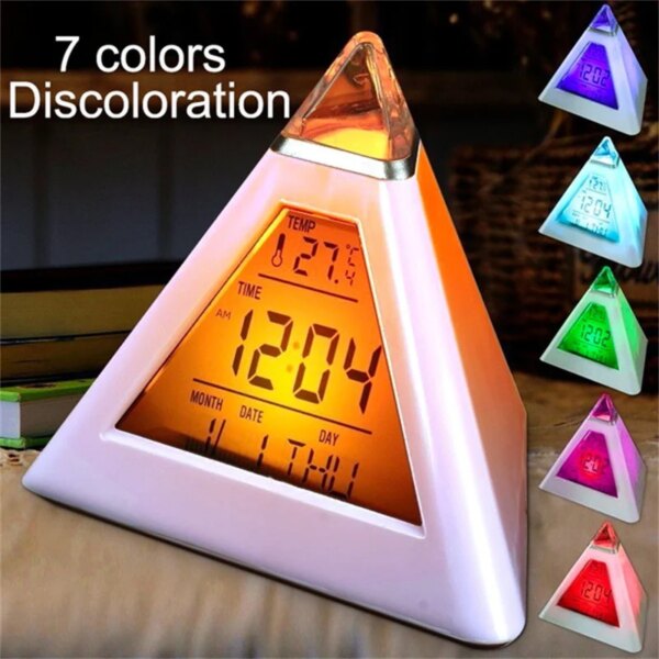 881-a65df9.jpg reveil veilleuse Pyramide LCD alarme Table horloge thermomètre