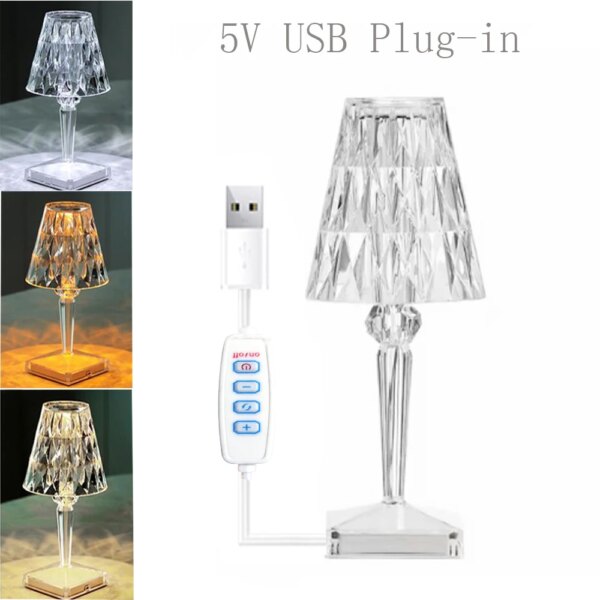 lampe de bureau Table en cristal Lmap Rechargeable USB