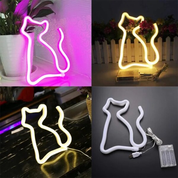 lampe neon LED chat, lumières décoratives murales, pour Bar