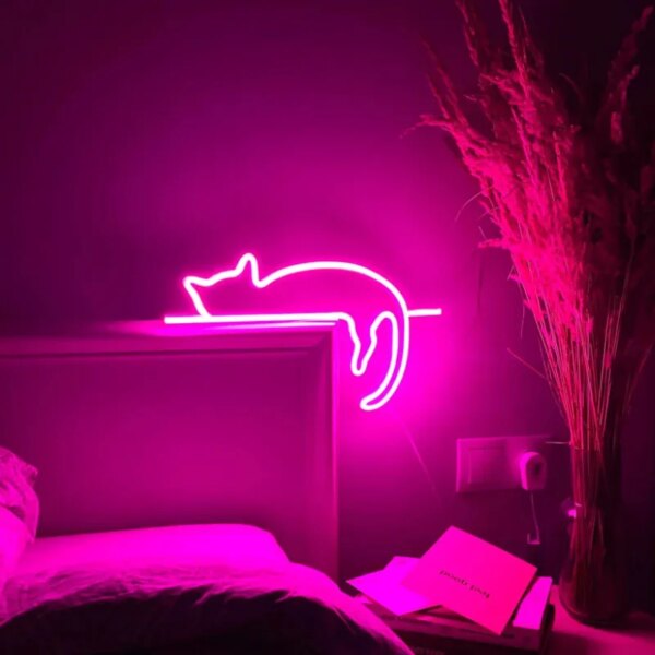 8923-a00684.jpg lampe neon LED chat, lumières décoratives murales, pour Bar