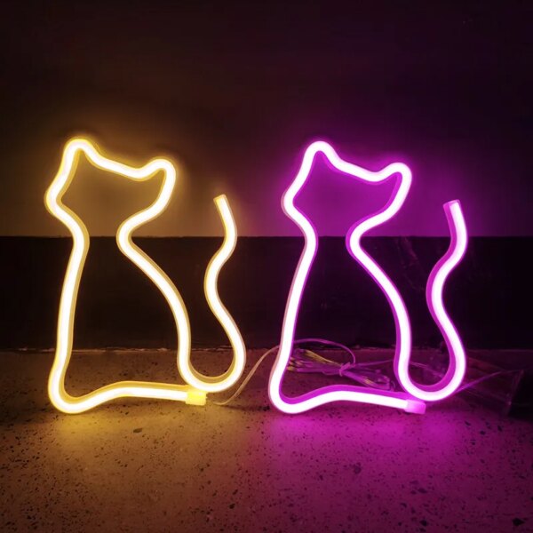 lampe neon LED chat, lumières décoratives murales, pour Bar