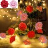 8989-96e429.jpg Guirlande lumineuse à 20LED avec roses, 3m, décoration d'arbre de noël