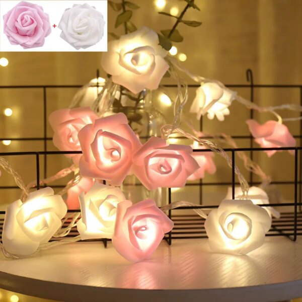 8989-fa7f10.jpg Guirlande lumineuse à 20LED avec roses, 3m, décoration d'arbre de noël