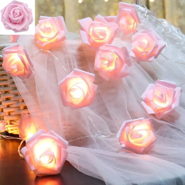 Guirlande lumineuse LED avec Bouquet de fleurs artificielles