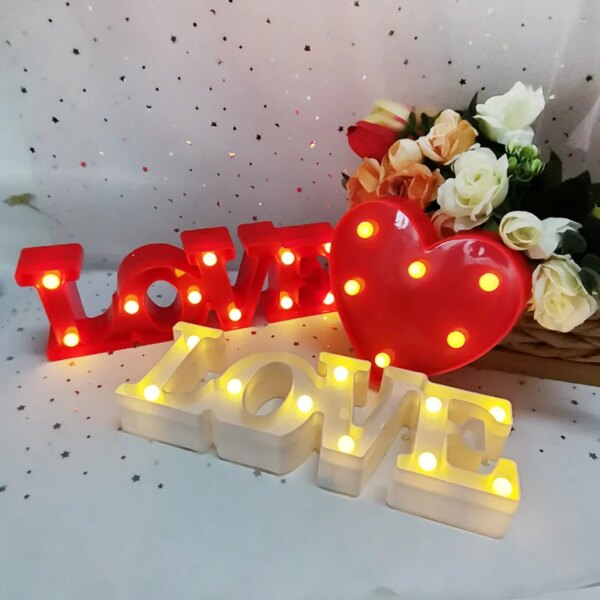 Lampe de chevet romantique LED en forme de cœur pour mariage, romantique, rouge, rose, veilleuse