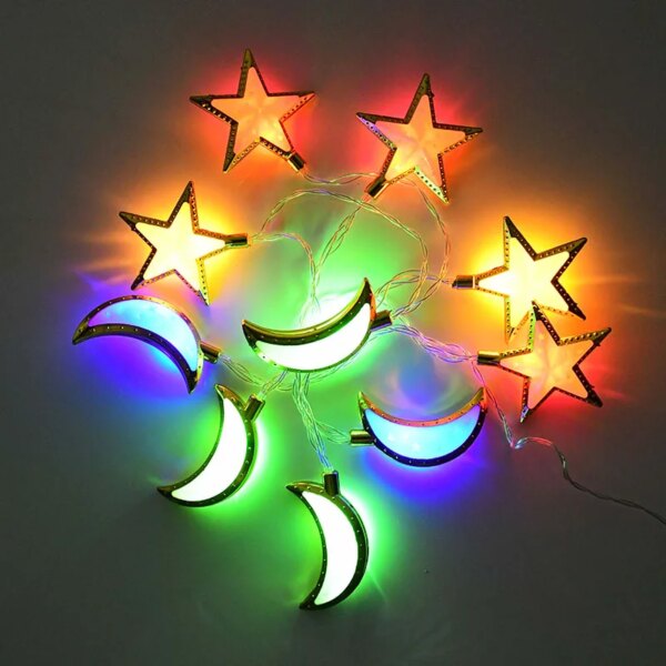 Guirlande lumineuse féerique Led 3 mètres, lampe 12 lunes/étoiles