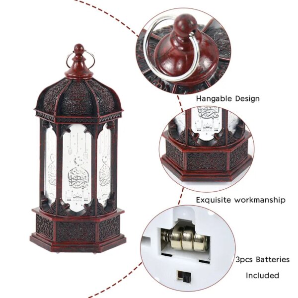 lanterne coranique LED Eid Mubarak, 1 pièce, petite lampe, décoration pour la maison