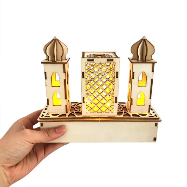 9489-823d1b.jpg veilleuse islamique mosquée, Plaque en bois, fournitures de Festival