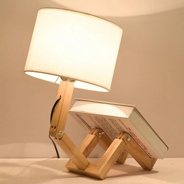 9573-6b6d02.jpg Lampe de bureau Robot LED en bois massif 12W, design créatif
