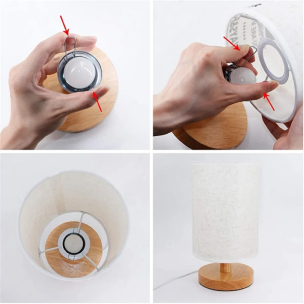 Lampe de chevet LED en bois massif, style nordique, ronde et créative