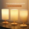 Lampe de chevet LED en bois massif, style nordique, ronde et créative