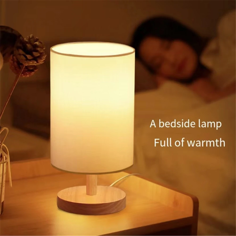 Bois massif lampe de — Lampe de chevet LED en bois massif, style nordique, ronde et créative | belleveilleuse.fr